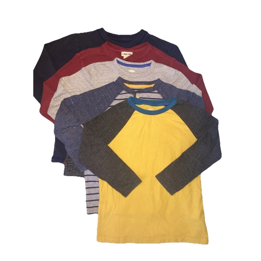 Boys 6/7 Long Sleeve Plain Shirt 5 Pc Bundle, Gap, Old Navy, Cherokee GUC
